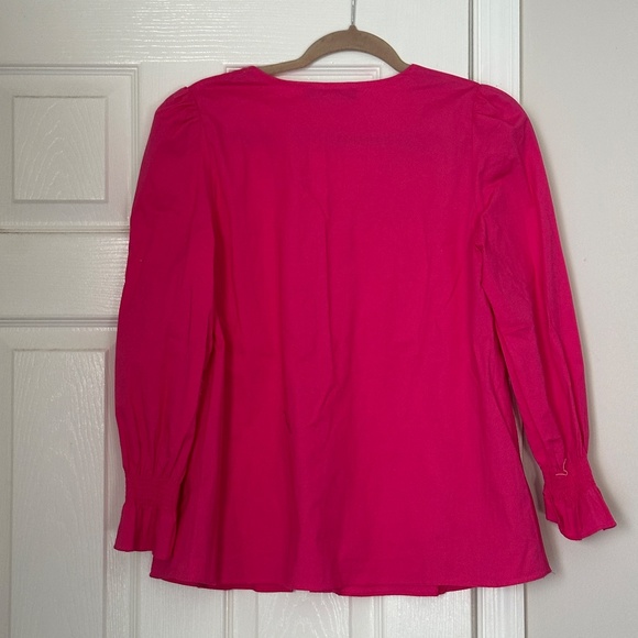 Tuckernuck Pomander Place Easton Blouse Pink Cotton Poplin Long Sleeve Blouse M - Picture 6 of 8
